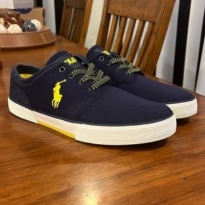 Polo Ralph Lauren Faxon Mesh shoes sneakers new blue yellow Mens Size 11.5